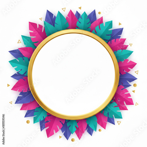 Tropical frame with natural flower and leaf