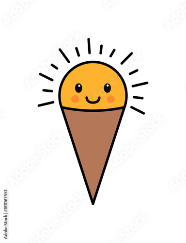 Kawaii Eis in der Waffel