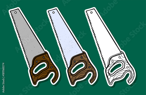 Set of Hand Saws Cartoon Illustration