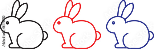 simple rabbit line art, minimalist bunny silhouettes, bold outline rabbits, stylized rabbit icons, simplified rabbit shapes, graphic rabbit illustrations