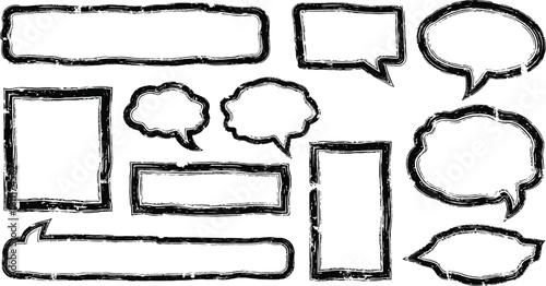 Retro empty comic speech bubbles set with black halftone shadows. Vintage design, pop art style - stock vector.