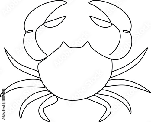 Minimalist Continuous One-Line Drawing of Crab Seafood