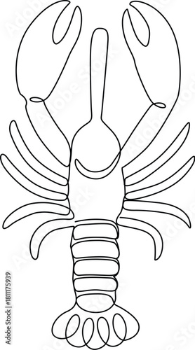 Minimalist Continuous One-Line Drawing of Lobster Seafood