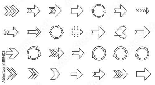 Arrow Icons Set Diverse Design Elements for Direction and Navigation - Vector Illustrations
