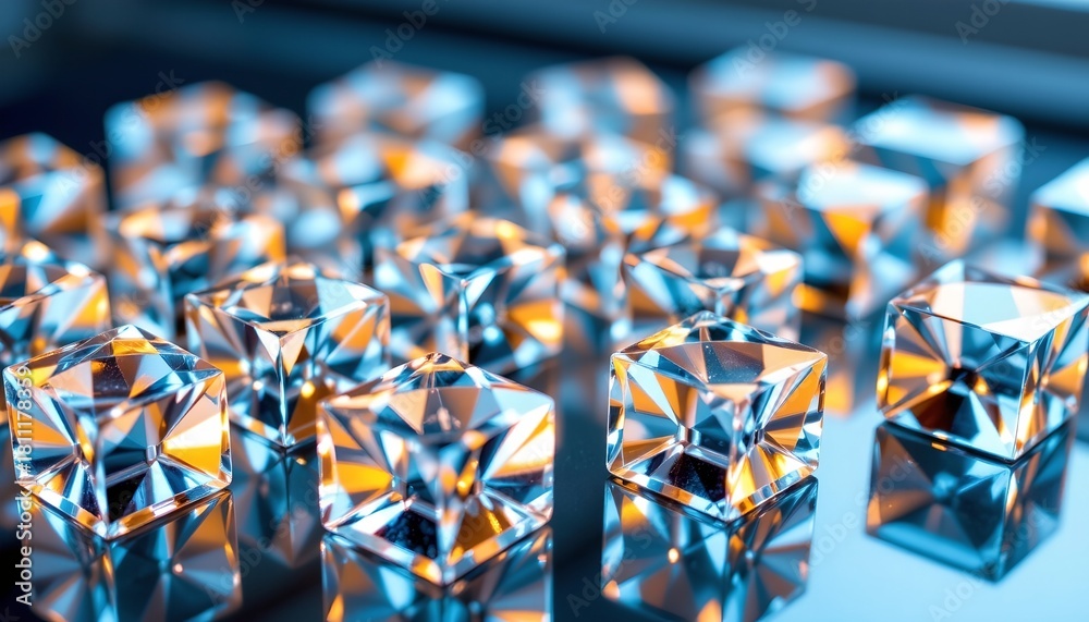Obraz premium Reflections and Refracted Light Crystal Cube Array