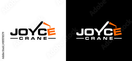 Illustration of a crane logo design. Vector crane hook logo for construction.