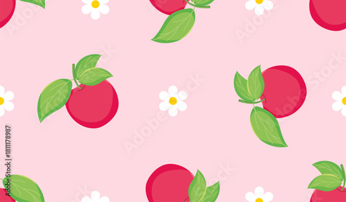 Cartoon red apple seamless pattern