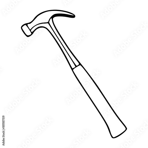 claw hammer outline vector - construction and carpentry tool icon