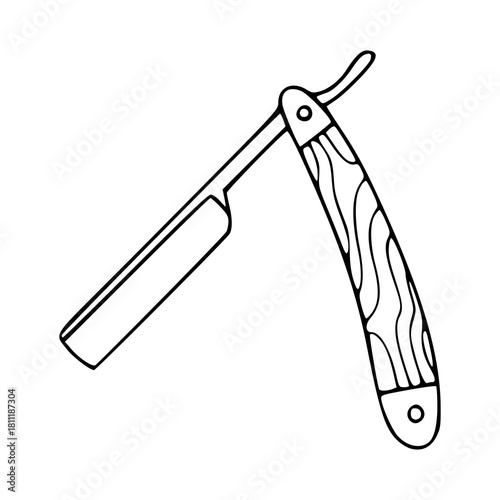 classic straight razor vector - barber shop shaving tool outline