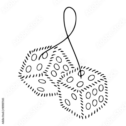 Fotografi dangling dice pair vector outline illustration