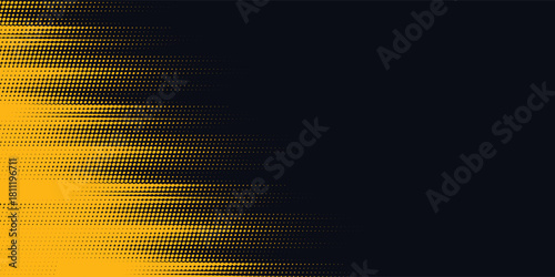 Halftone yellow dots pattern and black gradient grunge texture background. Dotted line comic sport style vector illustration.Vector ilustration