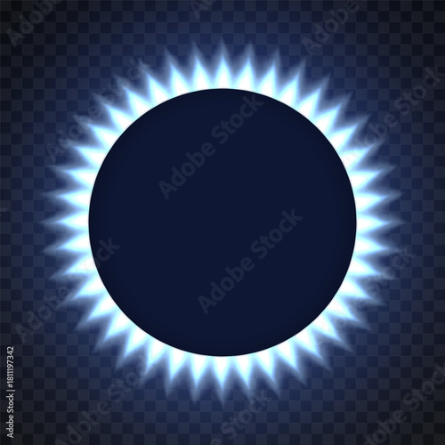 Realistic blue gas stove flame isolated on transparent background. Perfect for cooking design, energy concepts, kitchen illustrations, and heat effects.