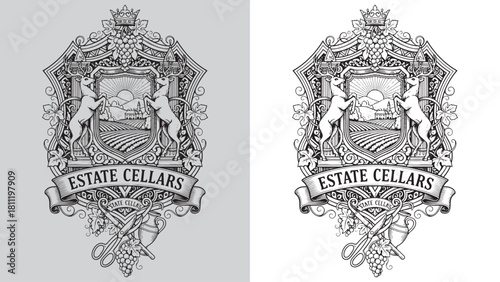 Estate Cellars Regal Crest with Deer, Vineyard, and Vintner Tools