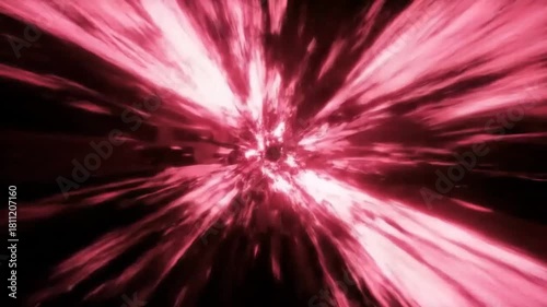 Red tunnel through space. Abstract digital art, light burst, for futuristic backgrounds and designs