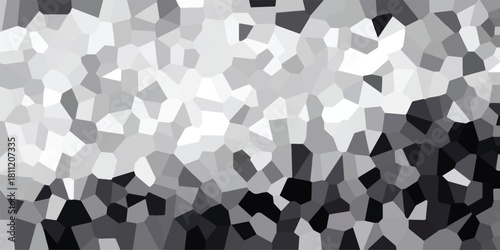 Abstract mosaic pattern with irregular polygonal shapes in varying shades of gray and white creating a textured, geometric background effect