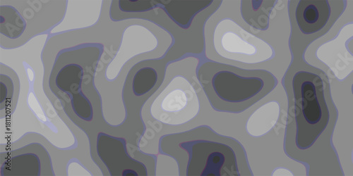 Abstract topographic map pattern with smooth contour lines in shades of gray and subtle purple outlines, creating a textured background for design and digital art applications