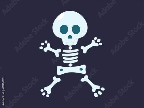 Cartoon skeleton character with a playful design.