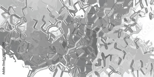 Abstract grayscale geometric pattern with organic fluid-like shapes and sharp crystalline edges creating a textured background for design