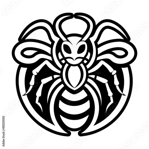 Glyph style icon representing an ant logo