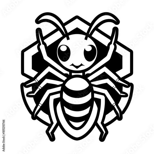Filled style icon depicting an ant creature