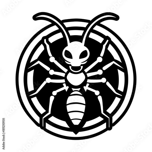 Filled style icon depicting an ant creature