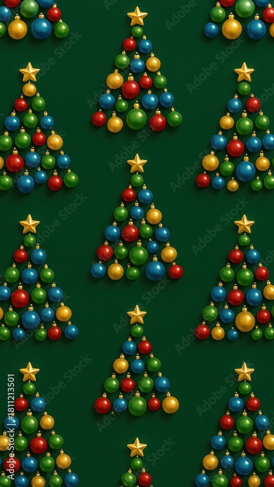 Obraz premium Festive colorful Christmas tree pattern mobile wallpaper