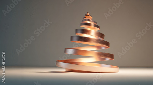 Spiral Rose-Gold Christmas Tree Minimalist Abstract Design