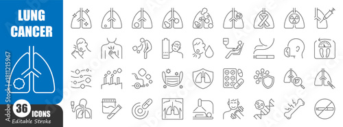 Lung cancer thin line icon . Editable stroke . Vector .