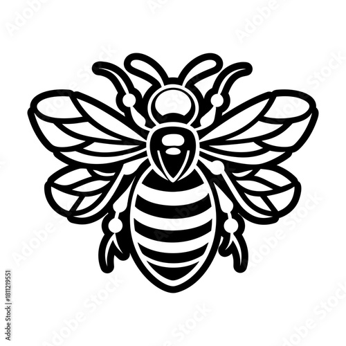 A solid style icon showing a bee symbol