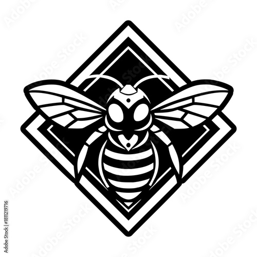 Filled style icon depicting a honeybee logo