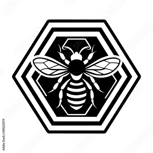 A solid style icon showing a bee symbol