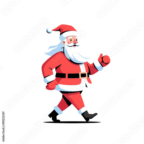 Cheerful santa claus stroll spreading christmas joy and holiday cheer on a snowy backdrop