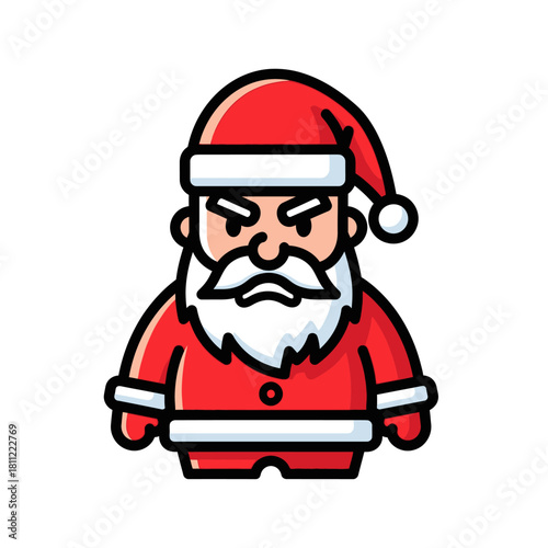 Cartoon christmas character illustration with a determined expression and holiday flair
