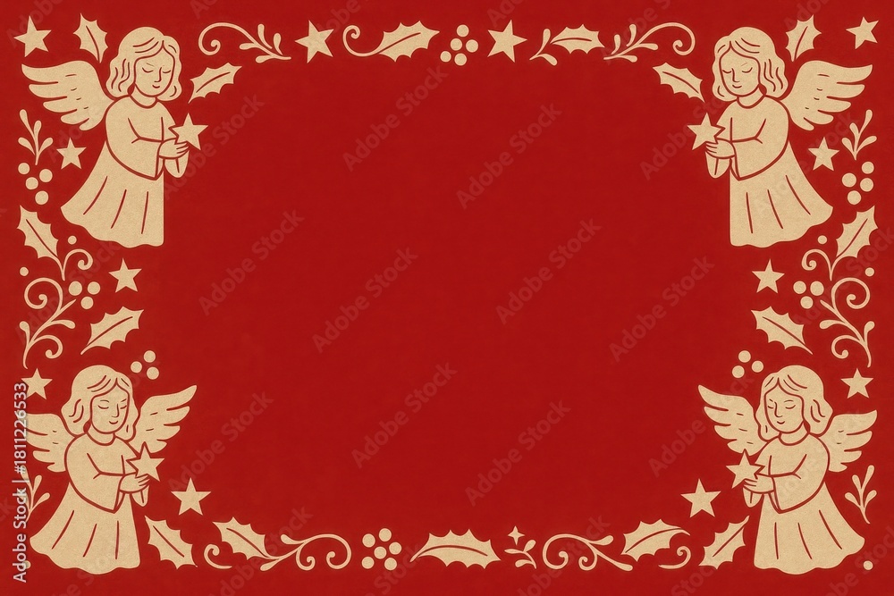 Obraz premium Vintage angelic holiday border