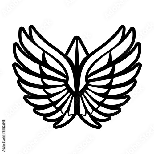 Filled style icon depicting a plumage symbol