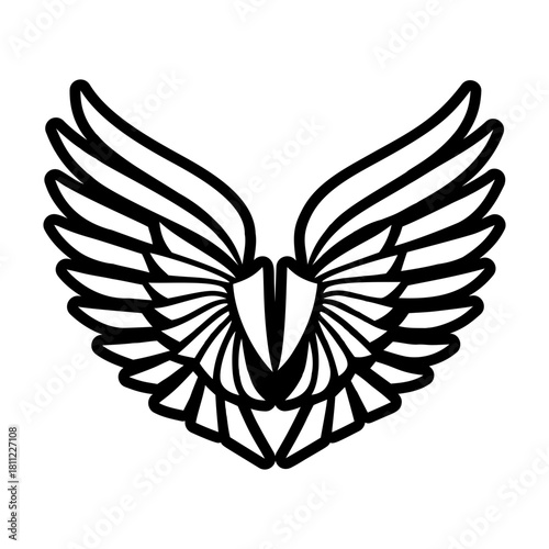 Filled style icon depicting a feather symbol