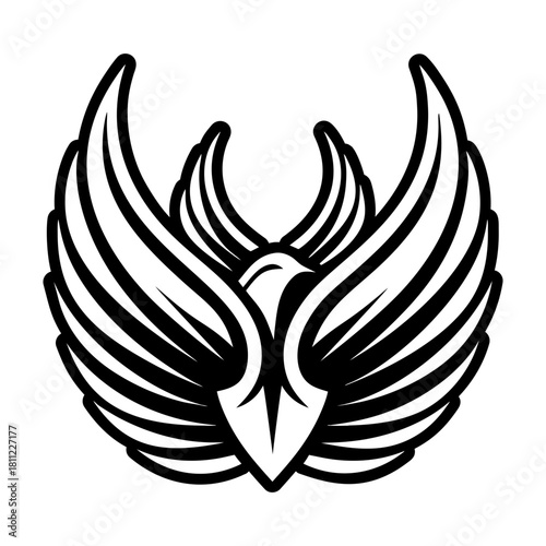 Filled style icon depicting a feather logo