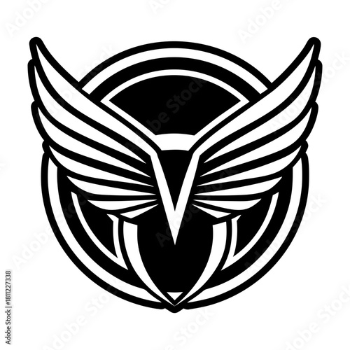 Filled style icon depicting feather logo