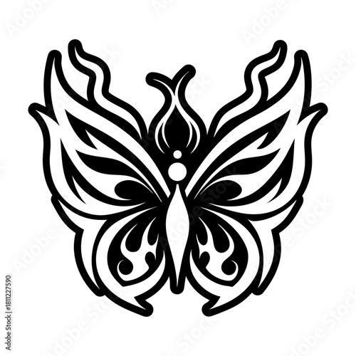 Glyph style icon showing fritillary symbol