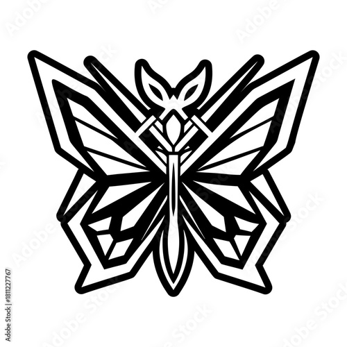 Filled style icon showing a papillon symbol