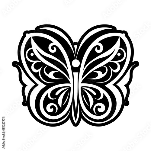 A solid style icon showing butterfly wings