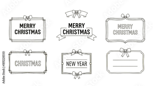Festive Holiday Season Decorative Frames and Banners for Greeting Cards and Invitations