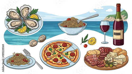 Delicious Food Adventure A Culinary Journey of Seafood, Pasta, and Pizza