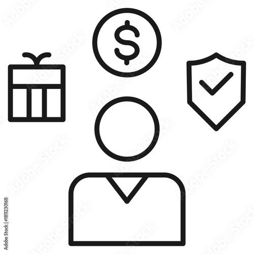 Employee Benefit Outline Icon