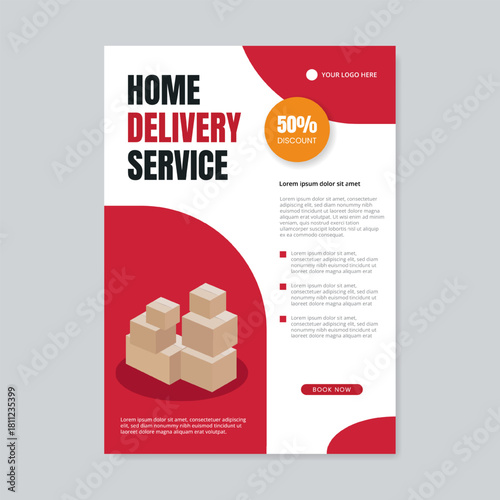 Delivery service advertising flyer template design