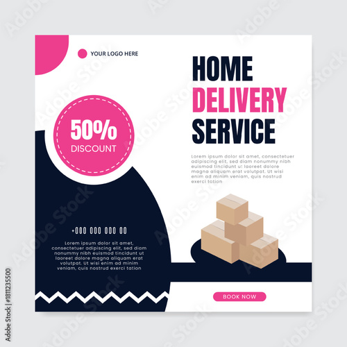 Delivery service ads promotional social media post template