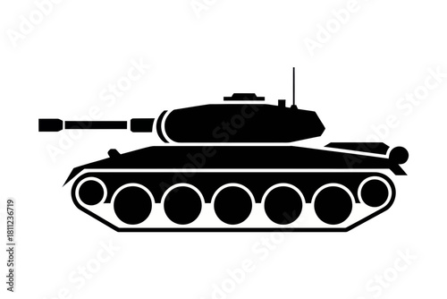 Silhouette tank vector illustration military vehicle army machine war battle armored force heavy weapon design 100mm