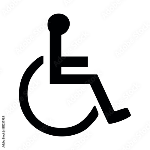 A black and white image of a wheelchair symbol indicating accessibility and disability awareness icon
