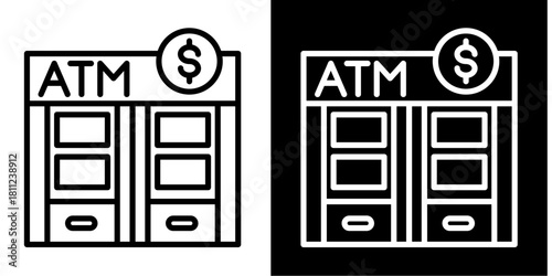 Atm Machine  Icon Set White Style Collection
