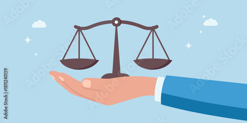 Hand holding scales of justice symbolizing fairness and legal balance